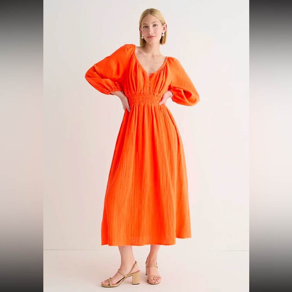 J.Crew V-Neck Midi Dress in Soft Gauze Size Medium